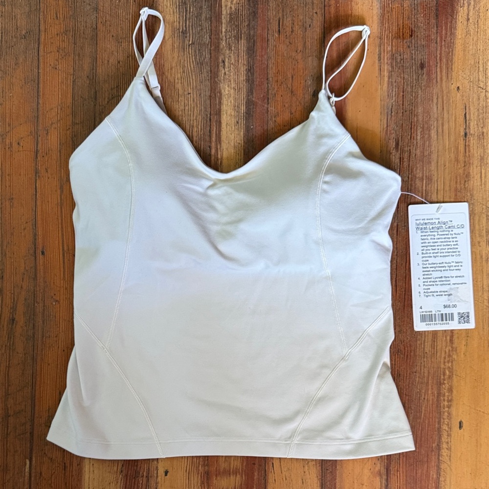 lululemon Align Waist-Length Cami Tank, C/D Cup, Light Ivory Size 4